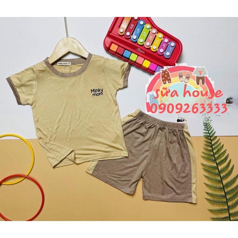 Bộ cộc thêu ngực trơn co giãn,mềm mịn cho bé từ 7-26kg