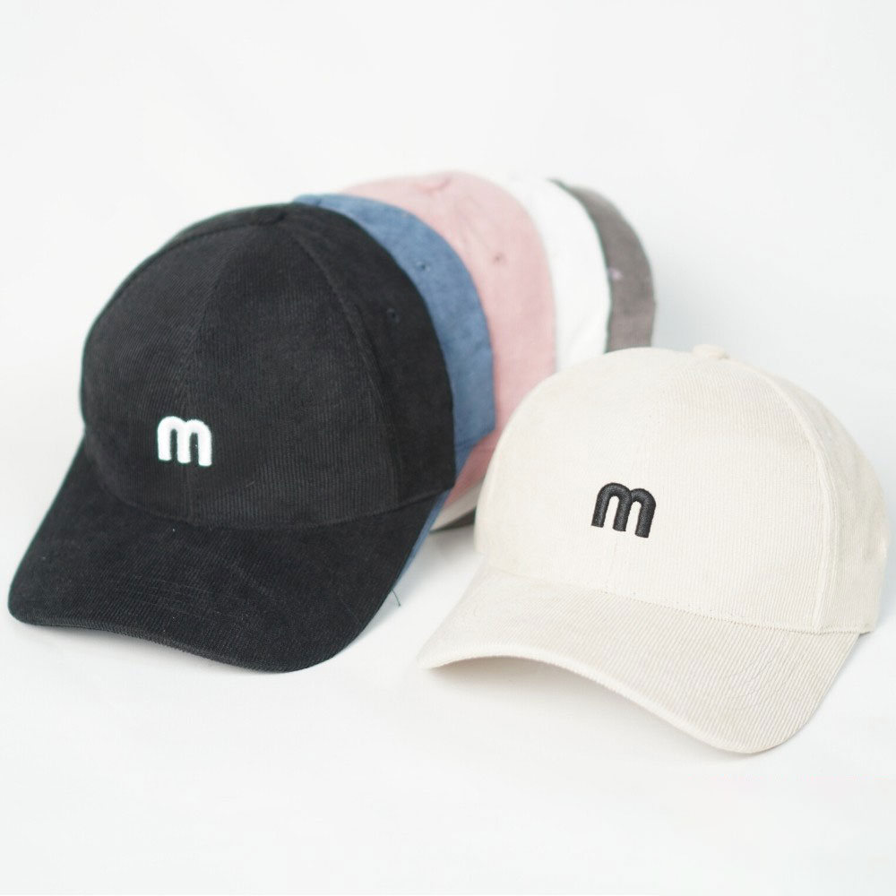 Mũ lưỡi trai - nón Ulzzang vải kết nhung thêu chữ M unisex nam nữ chống nắng phong cách thời trang, cá tính