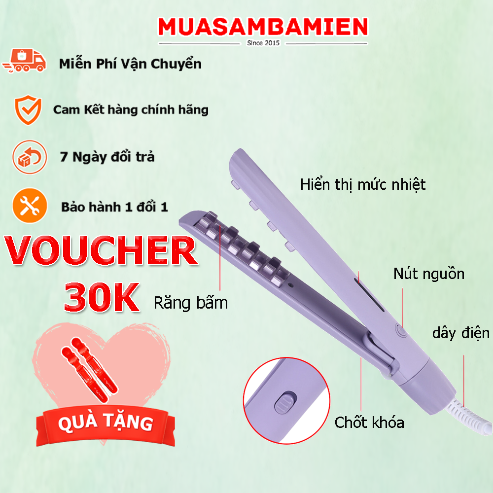 Máy Bấm Tóc, Dập Phồng Chân Tóc Chân Vuông 2in1, Mềm Mượt, Không Gãy Tóc Bảo Hành 1 Đổi 1