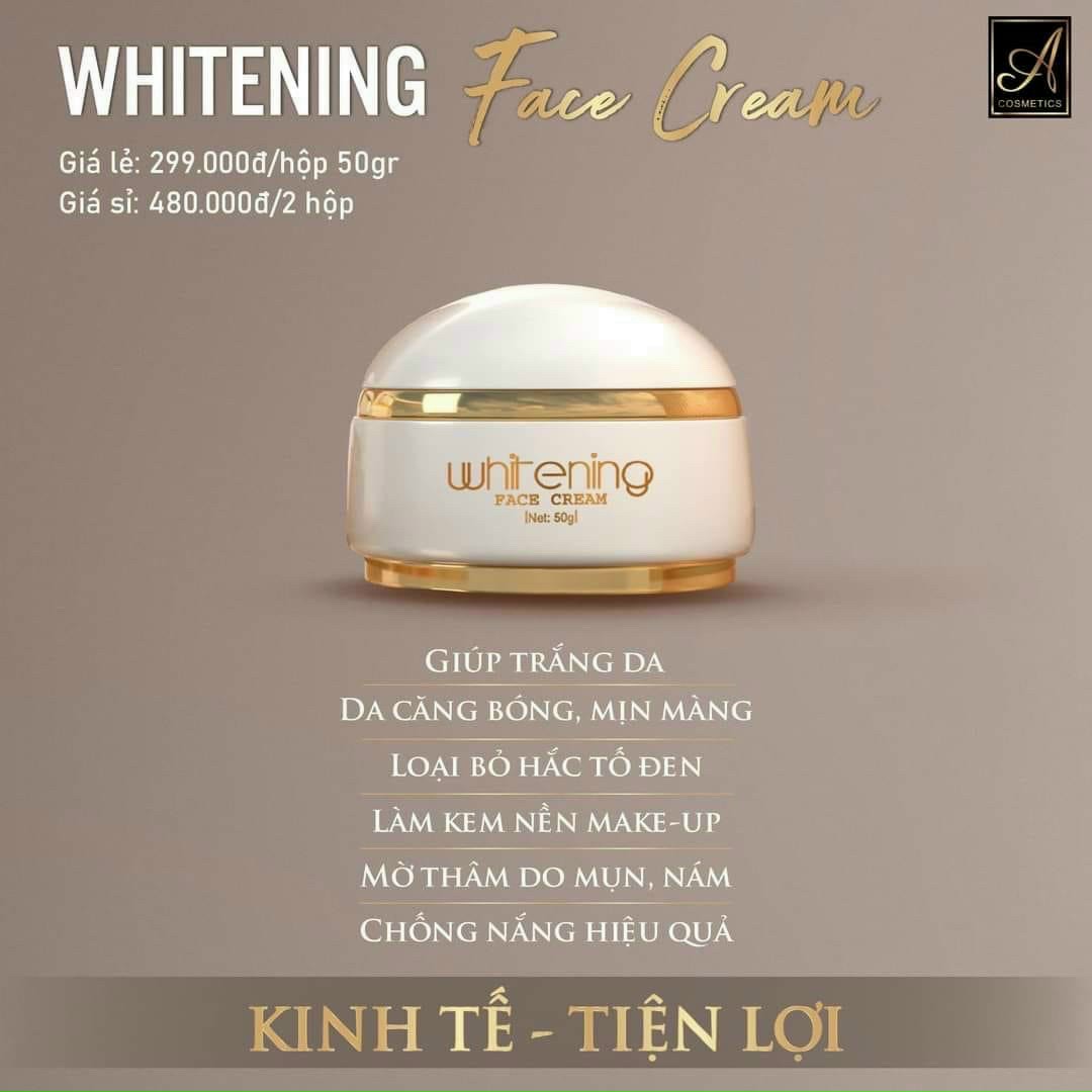 Kem Face Pháp Whitening Face Cream A Cosmetics  Dưỡng Trắng Da ,Giam Thâm Nám, Tàng Nhang
