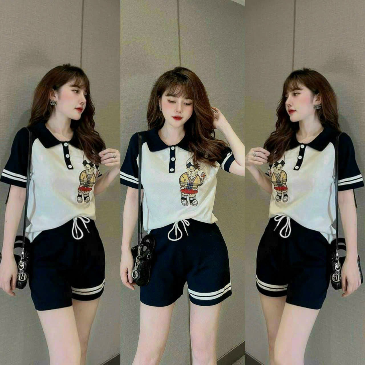 SÉT BỘ SHORT PHỐI CỔ BẺ