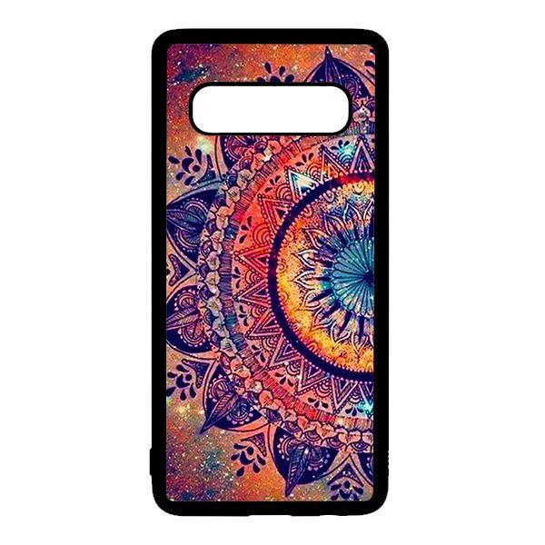 Ốp lưng điện thoại dành cho Samsung S10  Hoạ Tiết Mandala Đen Cam