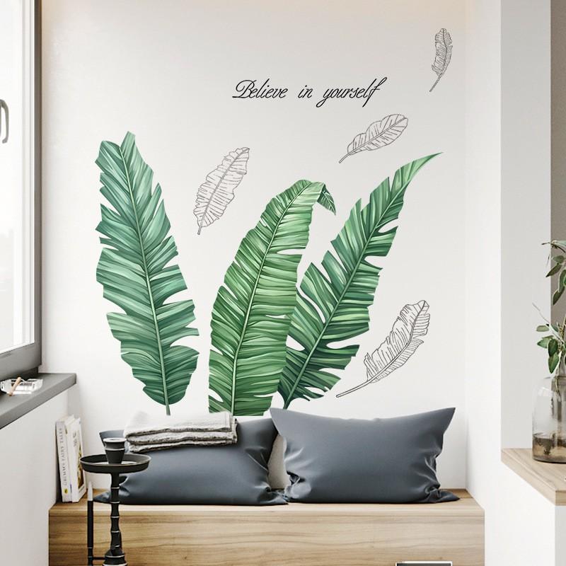 DECAL DÁN TƯỜNG PHONG CÁCH HÀN QUỐC NHIỆT ĐỚI lá xanh 01