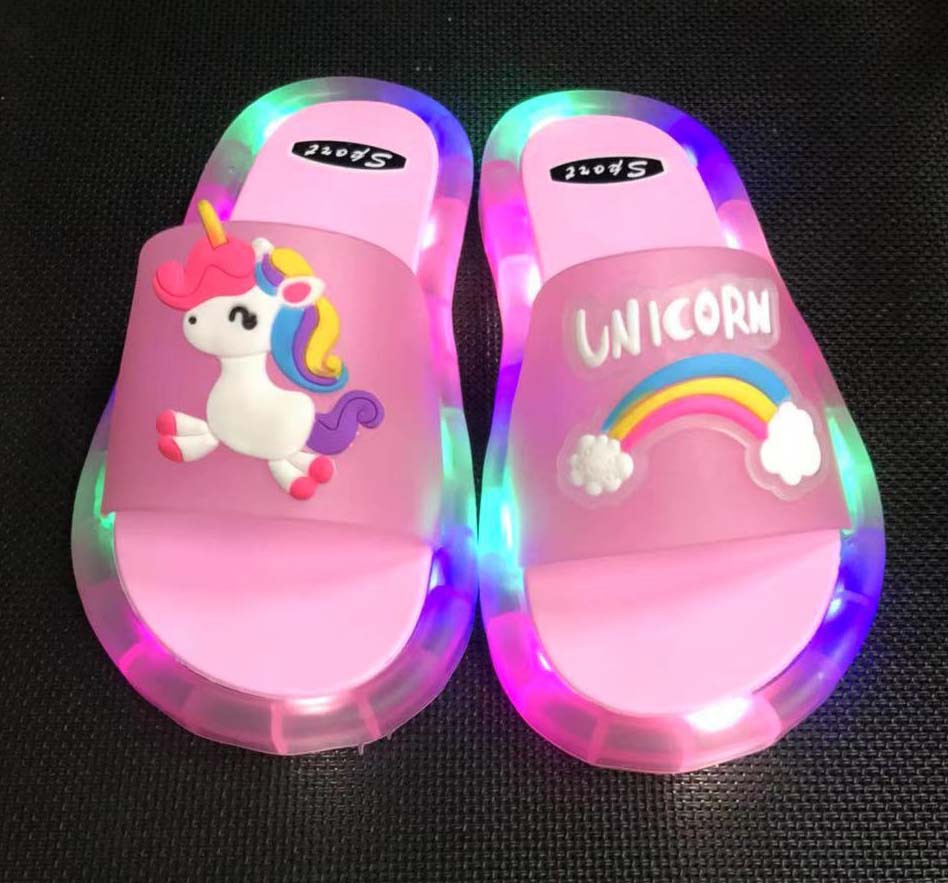 Dép phát sáng cho bé trai và bé gái đế mềm, Dép lê cho bé hình UNICORN và SQUIDGAME