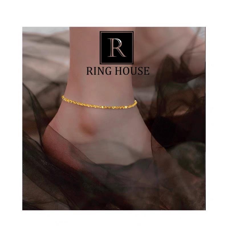Lắc Chân Nữ Titan Không Rỉ Gỉ Vàng Gold Đơn Giản Sáng Đẹp
