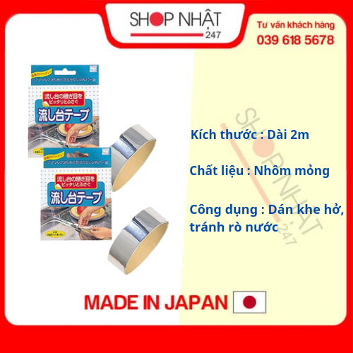 Combo Băng dính nhôm dán kẽ hở ở bếp, bồn rửa bát, bề mặt kim loại nội địa Nhật Bản