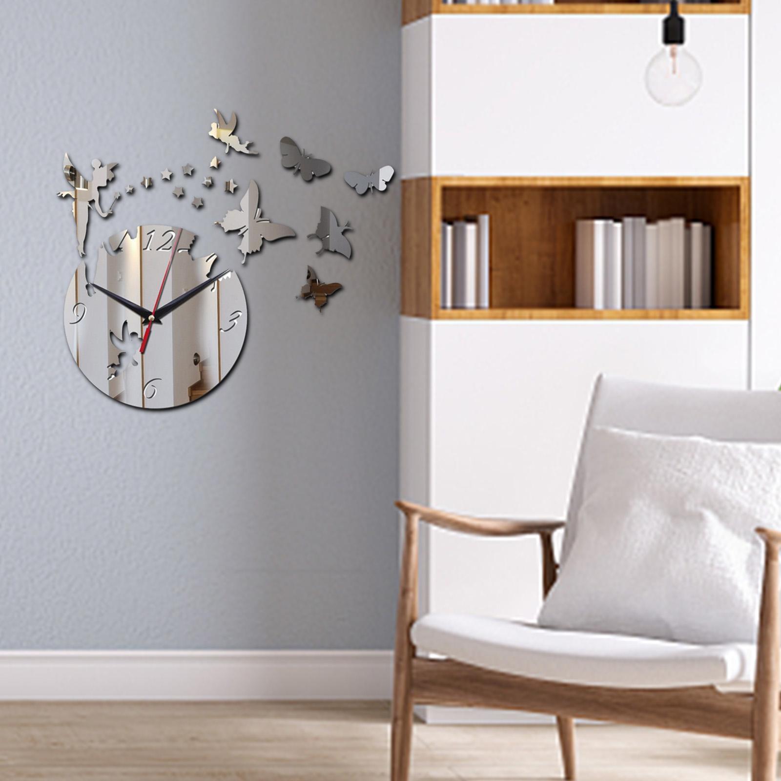 Wall Clock Stickers DIY Acrylic 3D Butterfly Wall Clock Mirror Mute Large Wall Clock Modern Design for Home Decoration