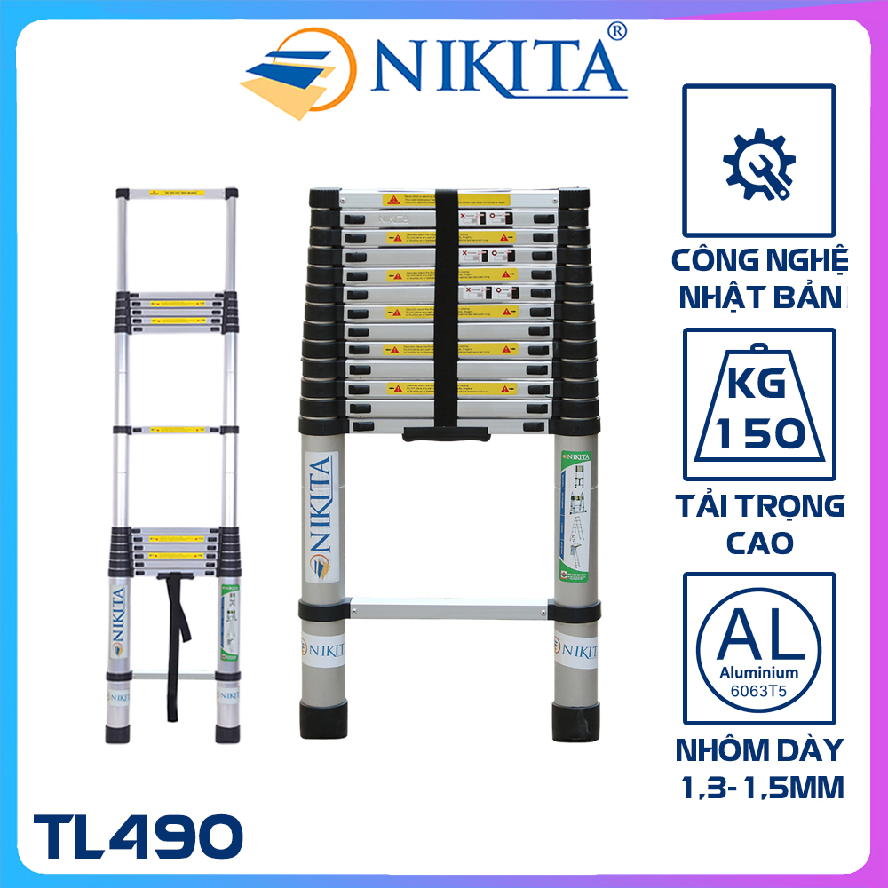 Thang nhôm rút gọn đơn - 14 bậc - 4.9 Mét