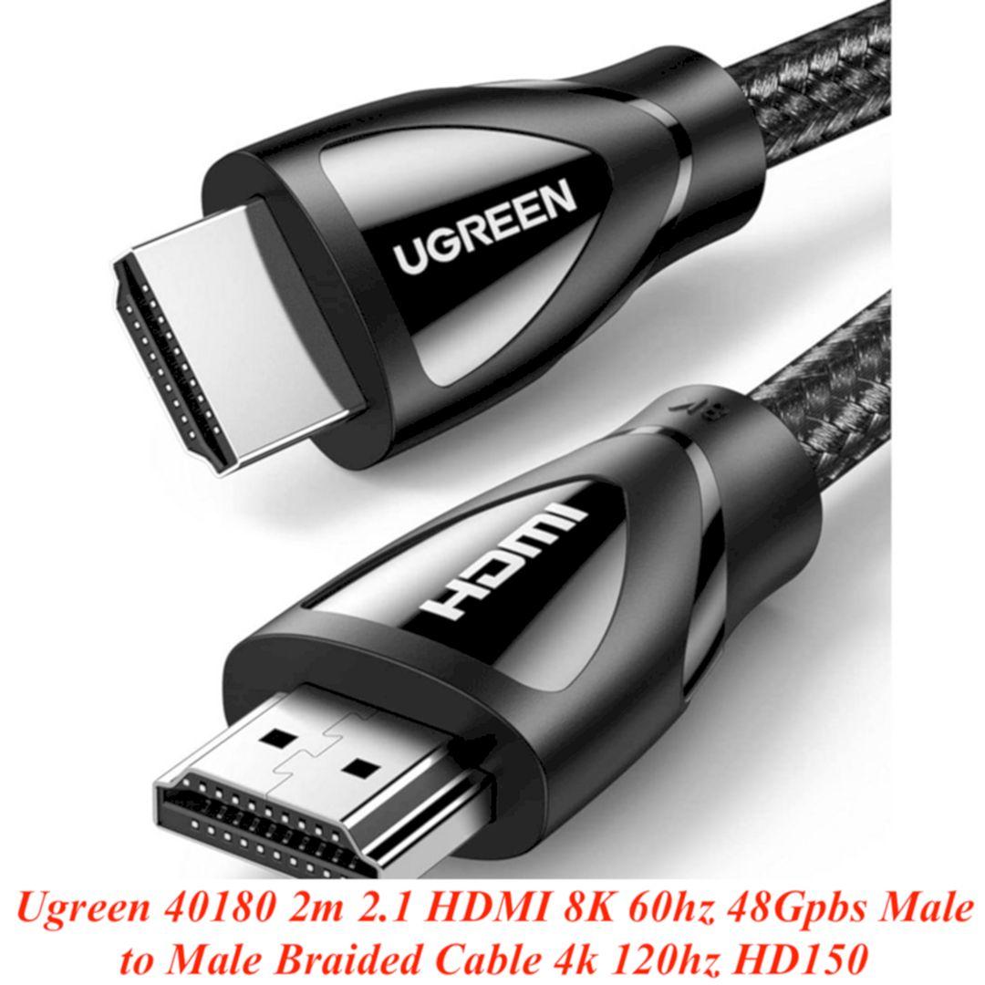 Hình ảnh Ugreen UG40180HD150TK 2m 2.1 HDMI 8K 60hz 48Gpbs Male to Male Braided Cable 4k 120hz - HÀNG CHÍNH HÃNG