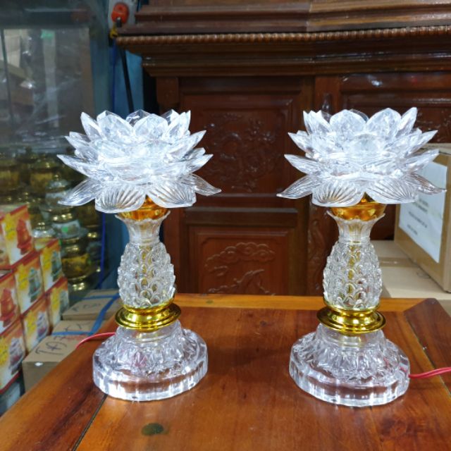 Cặp đèn thờ 002 bóng leb tự động đổi màu cao 20 cm