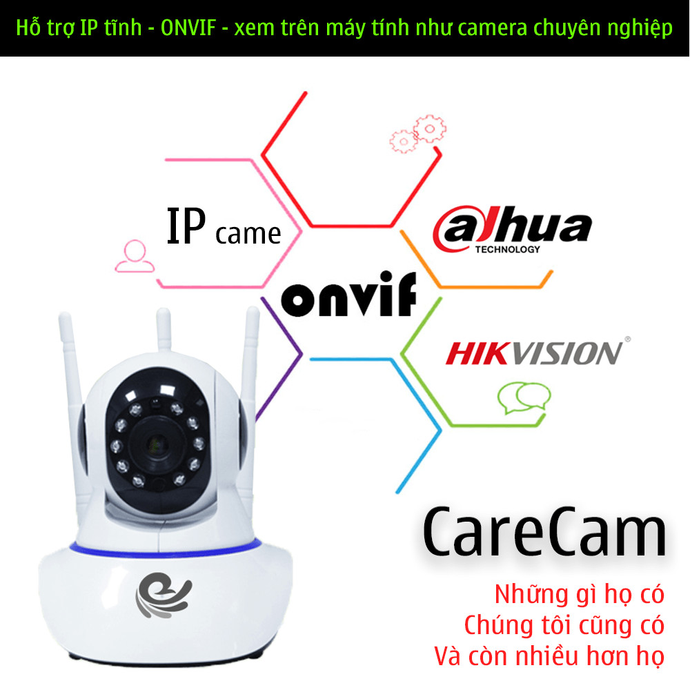 Camera Wifi Kết Nối Wifi Không Dây  Trong Nhà CareCam CC1021 Phiên Bản Nâng Cấp Của XF2+3 - Siêu Nét 2.0 FullHD 1920x1080p - Dùng APP CARECAM PRO - Hàng Nhập Khẩu