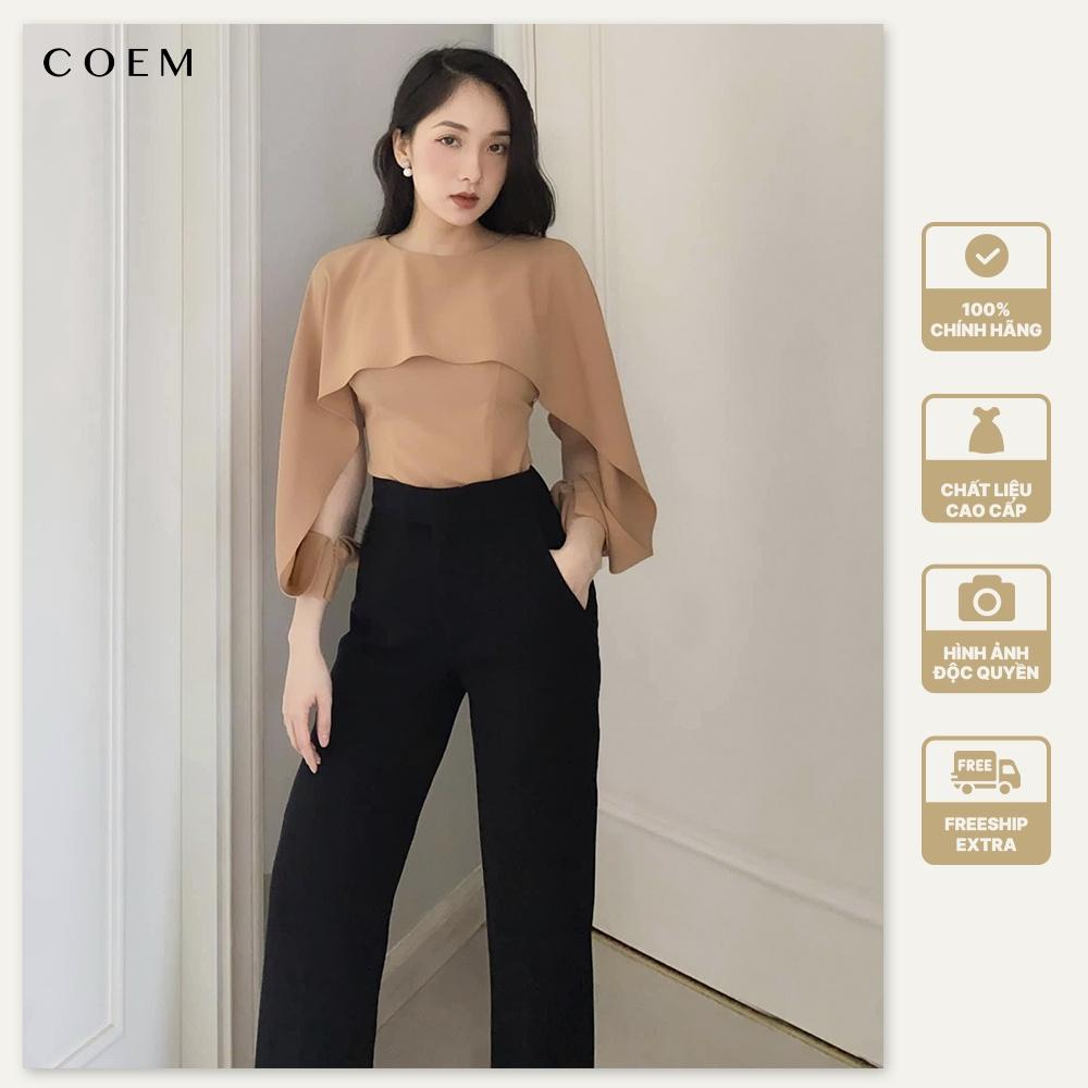 Quần Tây Nữ Lưng Cao Ống Suông Màu Đen CO EM Chất Liệu Cotton Tuyết Đứng Dáng Thích Hợp Đi Làm Nơi Công Sở Dạo Phố