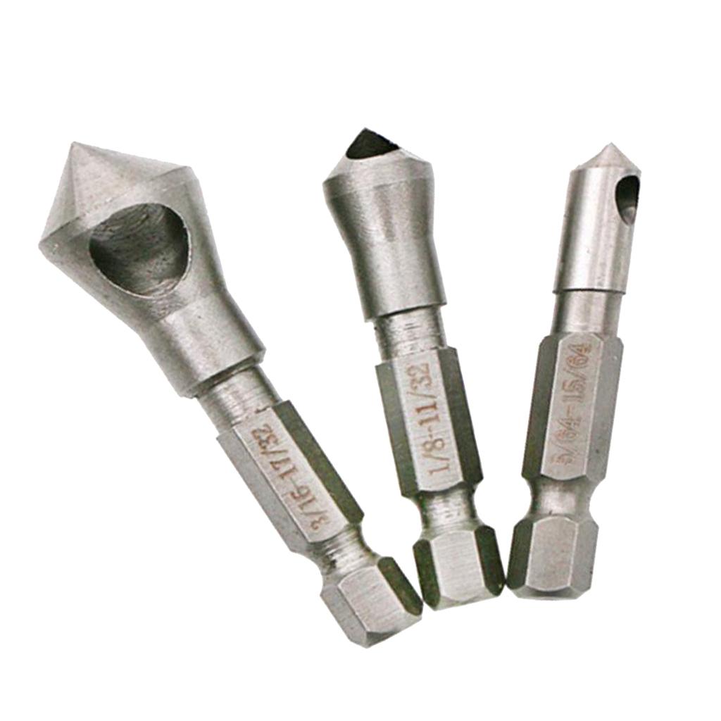 3Pcs Countersink Bits Counter Sink Drilling Wood Screw Power Drill Bits Tool