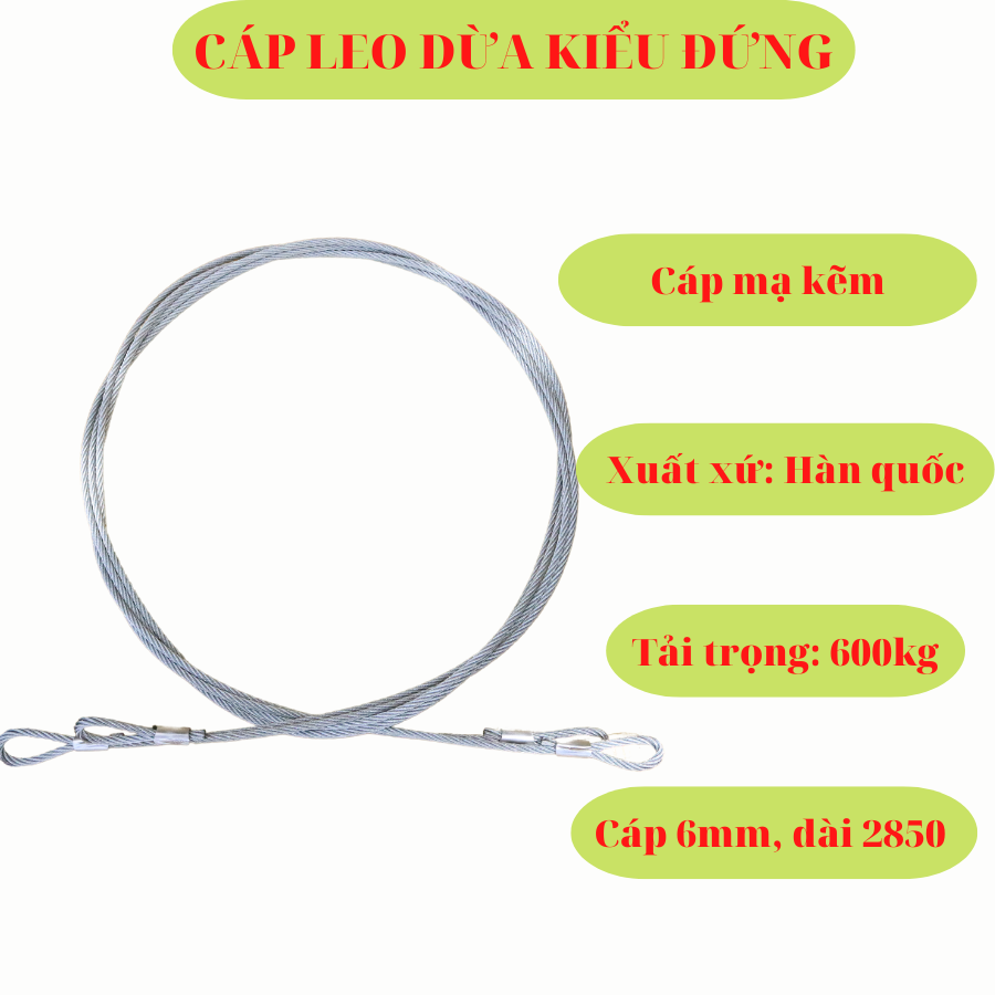 Dây cáp leo dừa kiểu đứng, 1 bộ gồm 2 sợi