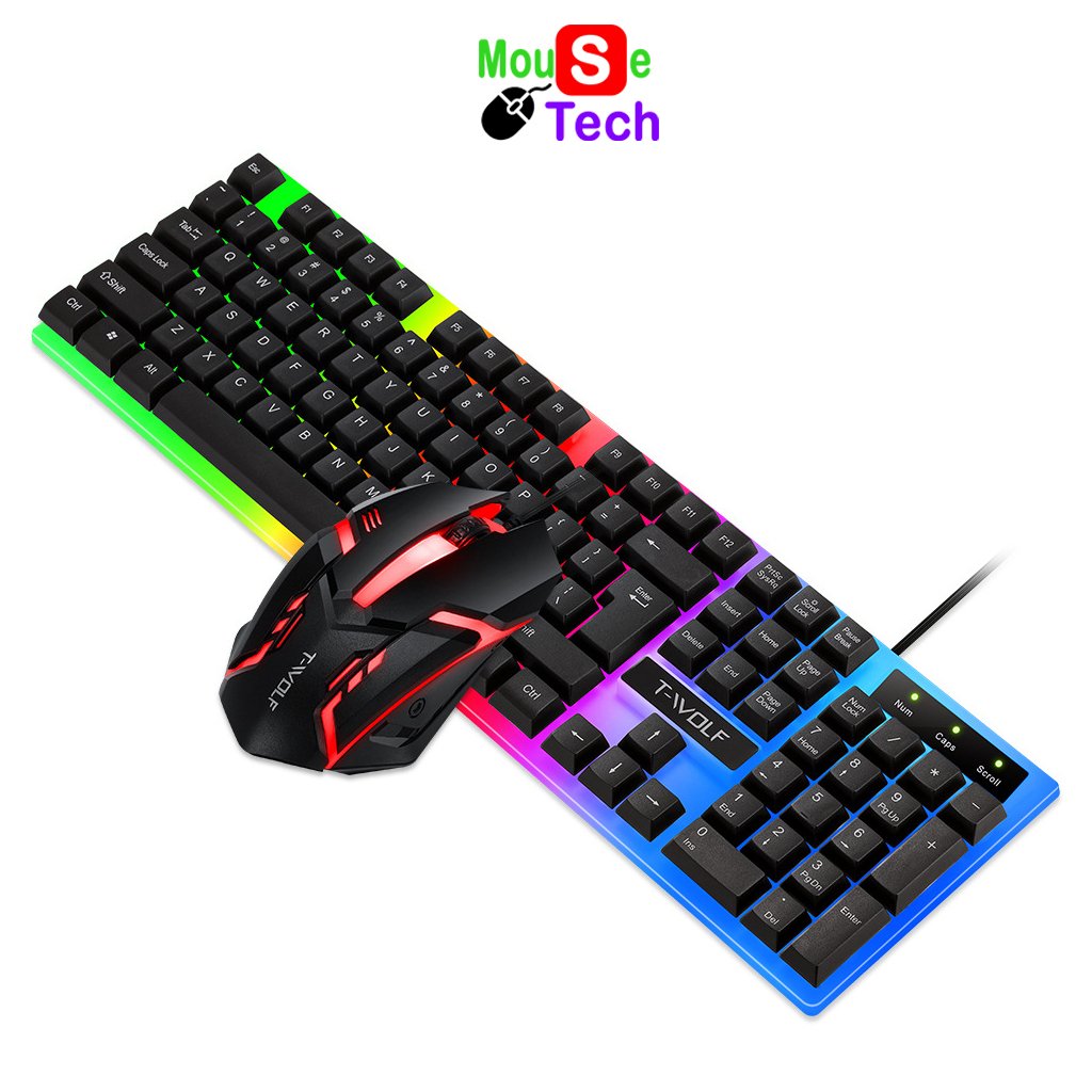 Combo Bàn phím máy tính giả cơ, chuột gaming có dây Thunder Wolf TF230