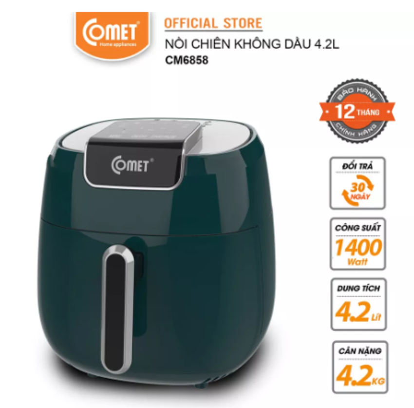 Nồi chiên không dầu điện tử Comet CM6858 - Hàng chính hãng