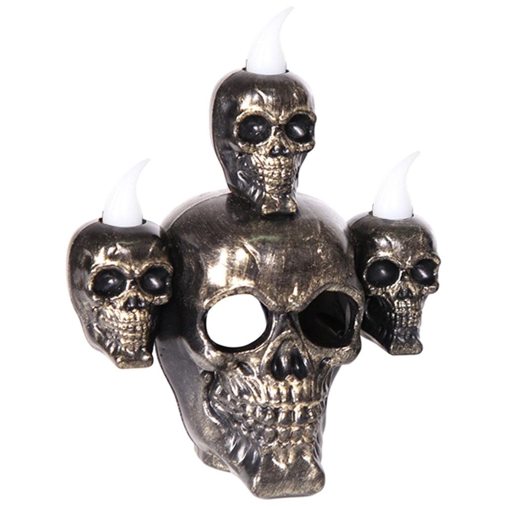 Creepy Halloween Skull Statue Incense Burner Party Decoration Props Golden