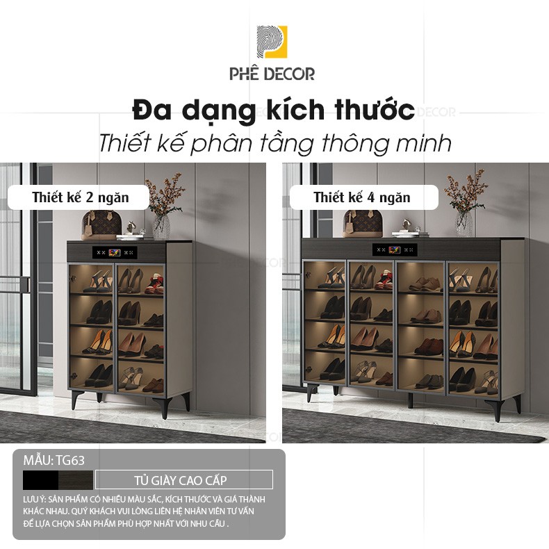 TỦ GIÀY THÔNG MINH KHỬ KHUẨN TG63 - 78x120x38