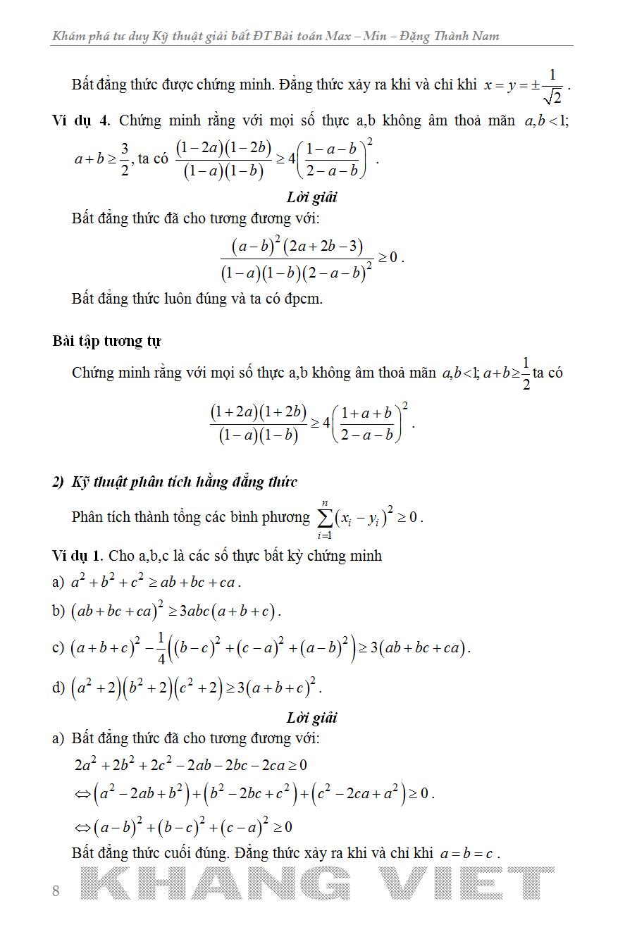 Sách Tham Khảo-KHÁM PHÁ TƯ DUY KỸ THUẬT GIẢI BẤT ĐẲNG THỨC MIN - MAX_KV