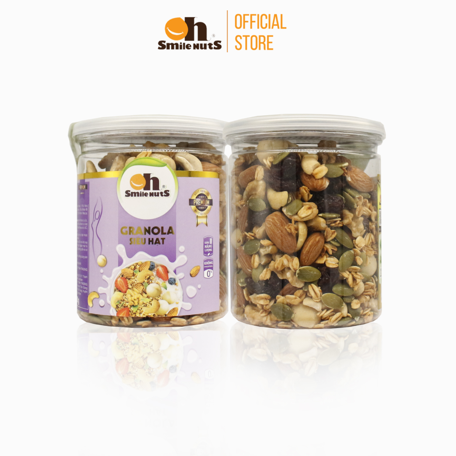 Granola Siêu Hạt Smilenuts Gồm Hạnh Nhân, Nho khô, Óc Chó, Yến Mạch, Macca, Hạt điều, Mật ong _ Khối Lượng 250g