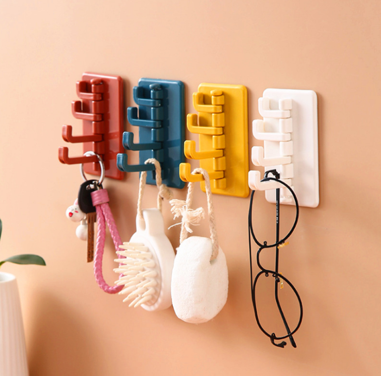 Móc Treo Đồ Dán Tường 4 Móc Xoay 180 Độ Siêu Dính