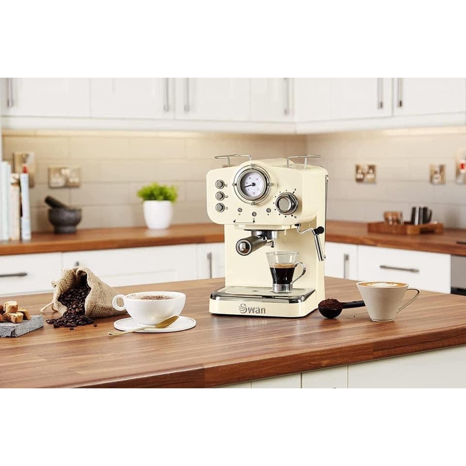 Máy Pha Cà Phê Swan Retro Espresso, Máy Pha Cafe, Espresso, Cappucino, Áp Suất 15Bar, Dung Tích 1.2L, Nhập Khẩu, Hàng Chính Hãng