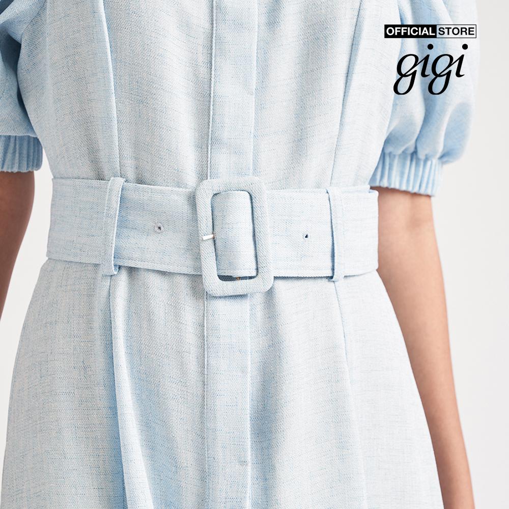 GIGI - Đầm midi ngắn tay cổ vuông phối thắt lưng thanh lịch G2102D222120