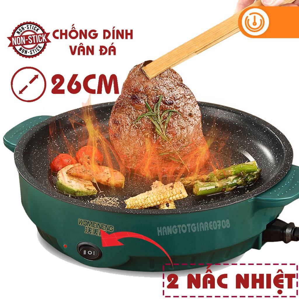 Chảo nướng điện đa năng size 26cm siêu chống dính Bếp nướng điện mini Hàn Quốc - Hàng nhập khẩu