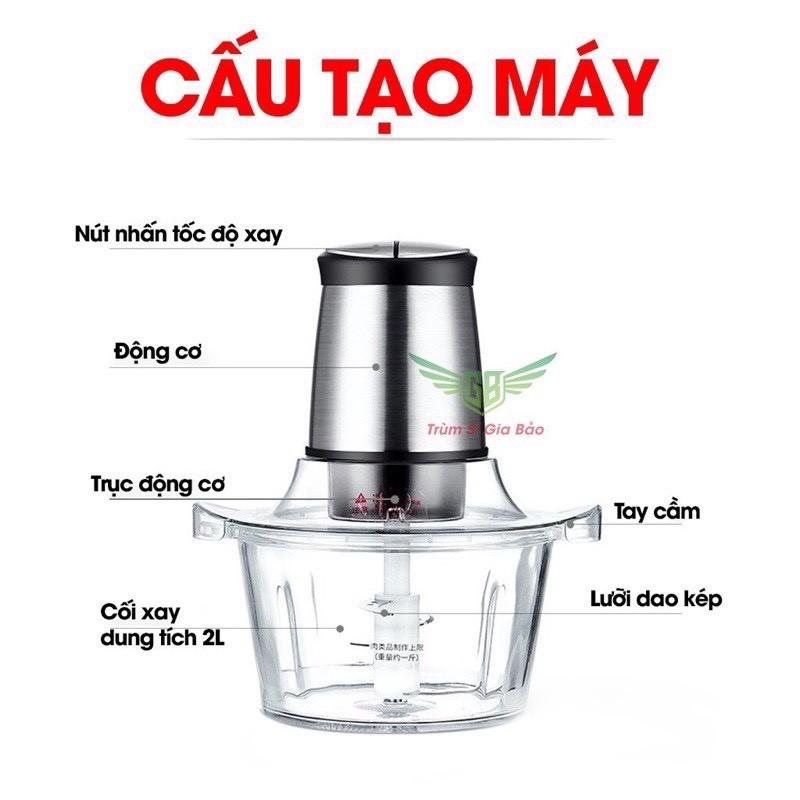 Máy Xay Thịt-Máy xay sinh tố cầm tay Cối Inox 4 Lưỡi Đa Năng,Công suất 2500W