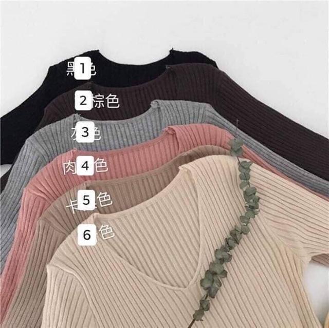 Áo len tay dài cổ tim