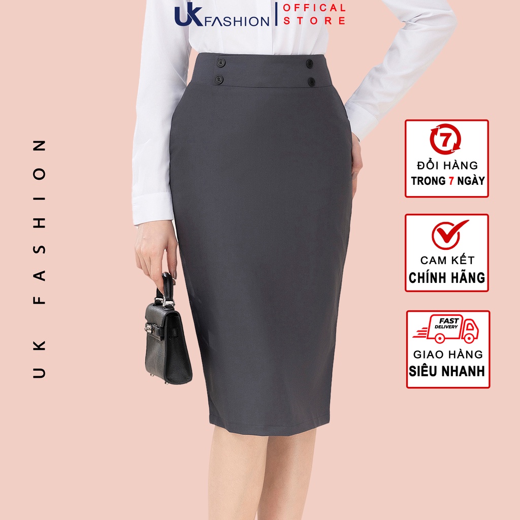 Chân Váy Bút Chì Công Cúc UK Fashion Thiết Kế Dáng Dài Sang Trọng, Chất Liệu Vải Co Giãn Và Mềm Mịn NKCV2209002