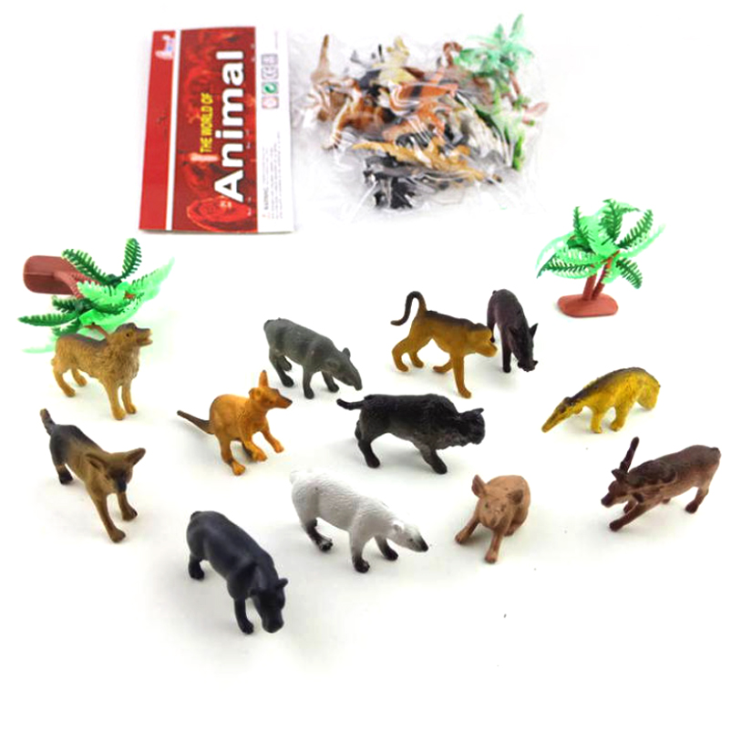 Bộ 12 đồ chơi sở thú kèm cây trang trí New4all Animal World cho bé 2-4 tuổi