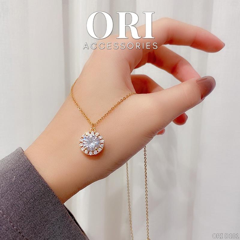 Dây chuyền nữ mặt tròn thủy tinh Drusilla thời trang sang trọng ORI ACCESSORIES D101