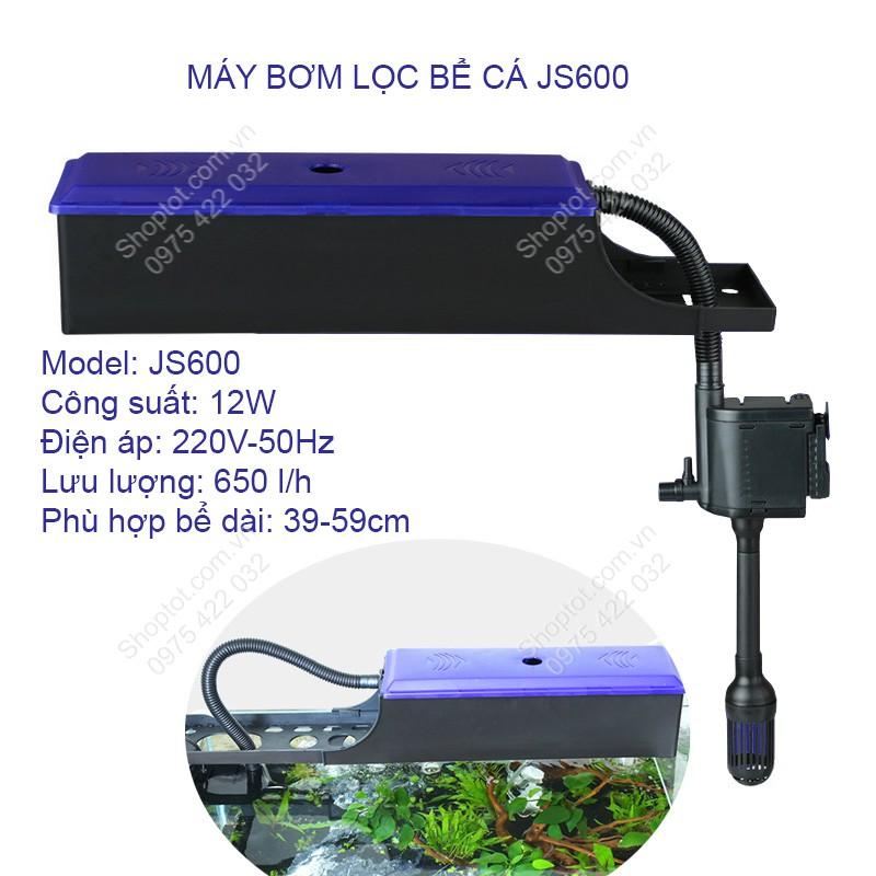 BỘ MÁY BƠM LỌC NƯỚC BỂ CÁ CẢNH KIÊM CUNG CẤP KHÍ JS600, BƠM KHÔNG CHỔI THAN 12W/220V