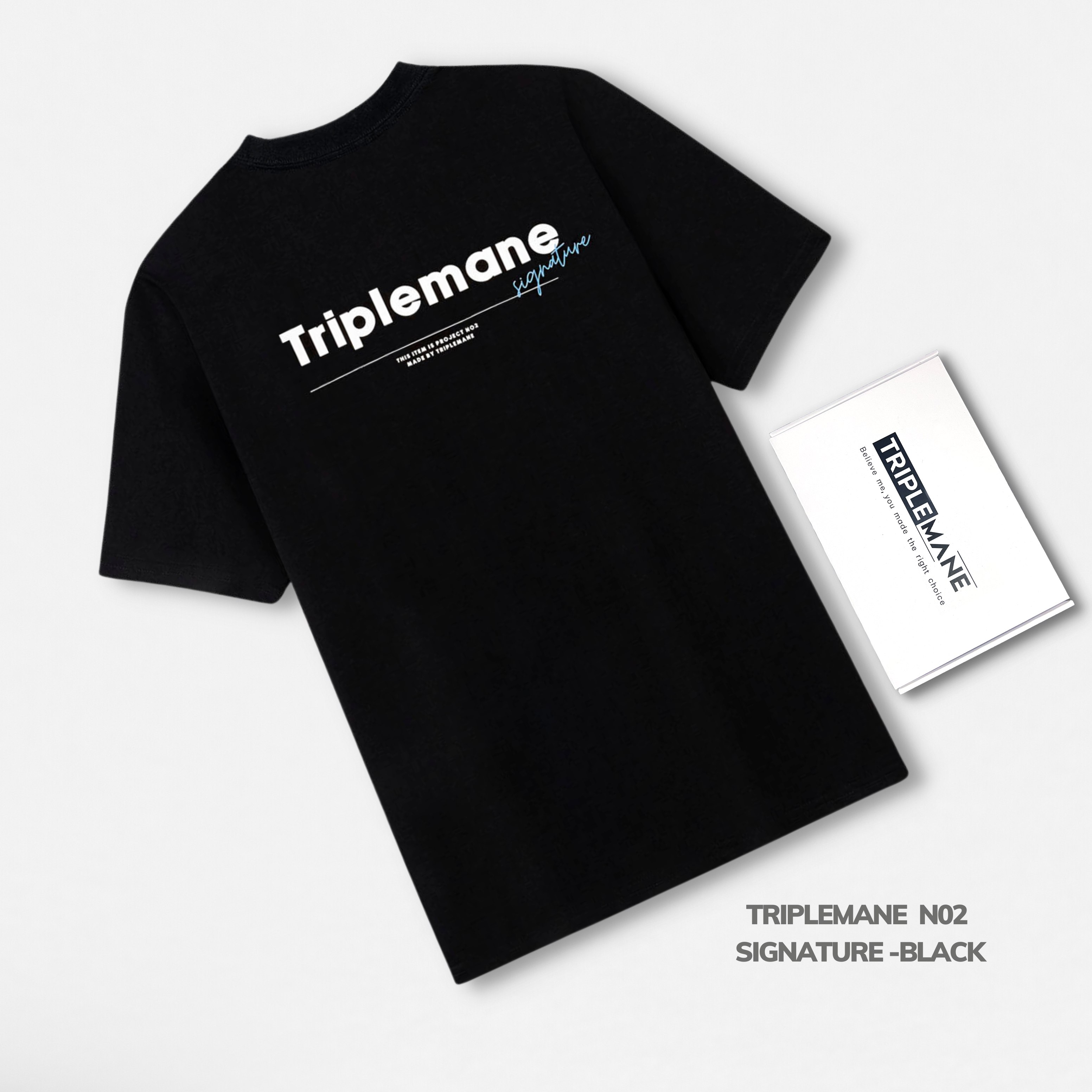 Áo thun cộc tay nam nữ Unisex NO2 Signature / BLACK- vải 100% Cotton Premium thoáng mát không bai xù, co giãn 2 chiều, định lượng lên đến 260gsm
