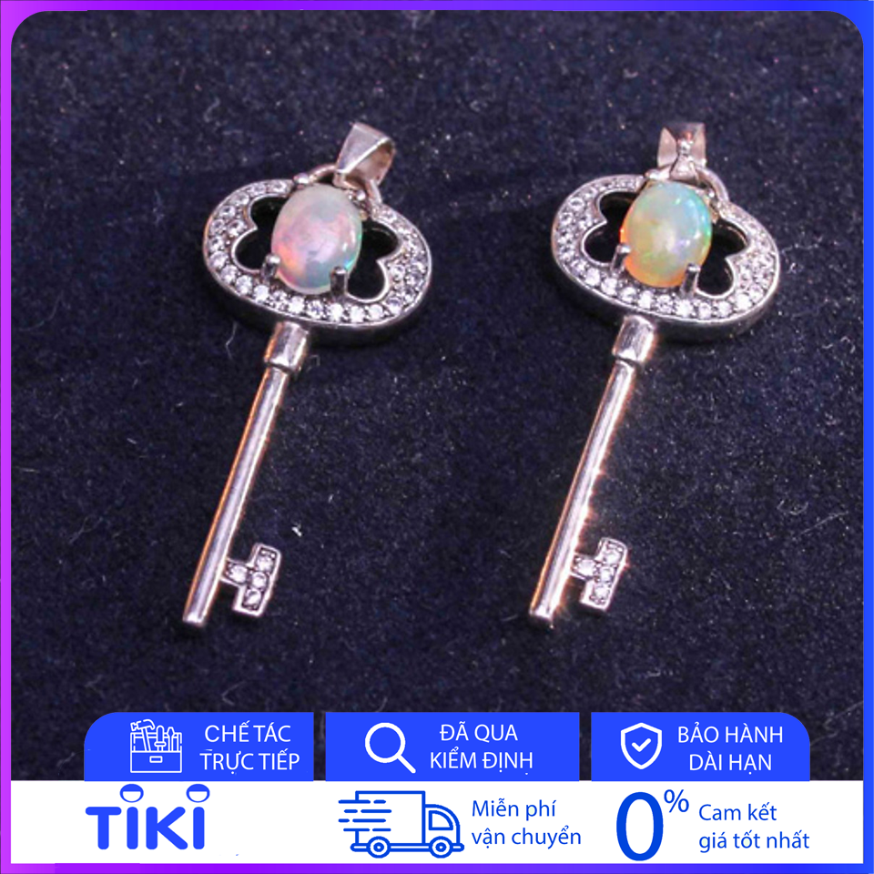 Mặt Dây Chuyền Nữ Key Love Chất Liệu Bạc Đá Opal Thiên Nhiên Đính Đá CZ