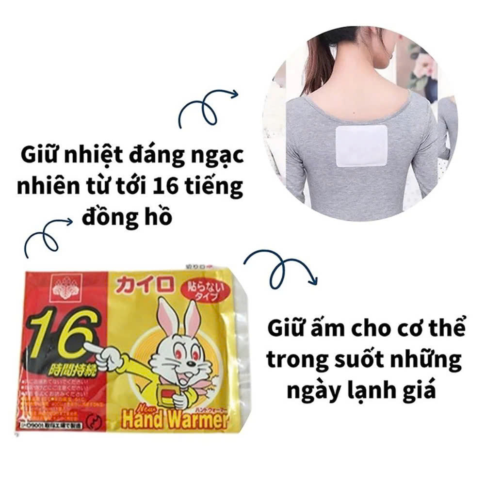 COMBO 4 Miếng Dán Giữ Nhiệt Nhật Bản - Giữ Ấm Cơ Thể Đến 16h Miếng Sưởi Quạt Sưởi - Hàng Nhập Khẩu