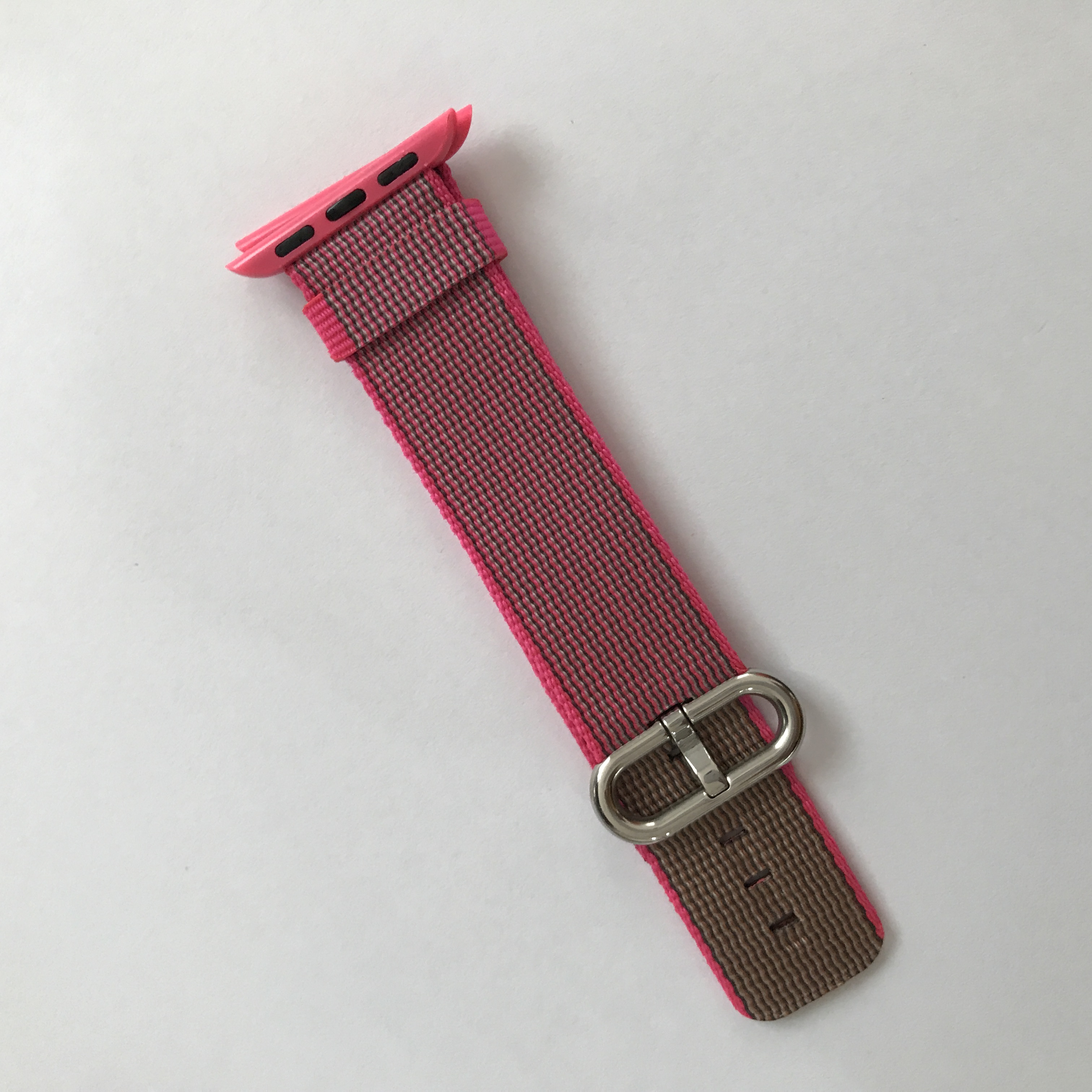 Dây đeo cho Apple Watch Woven Nylon kẻ hồng siêu bền - Series 1.2.3.4