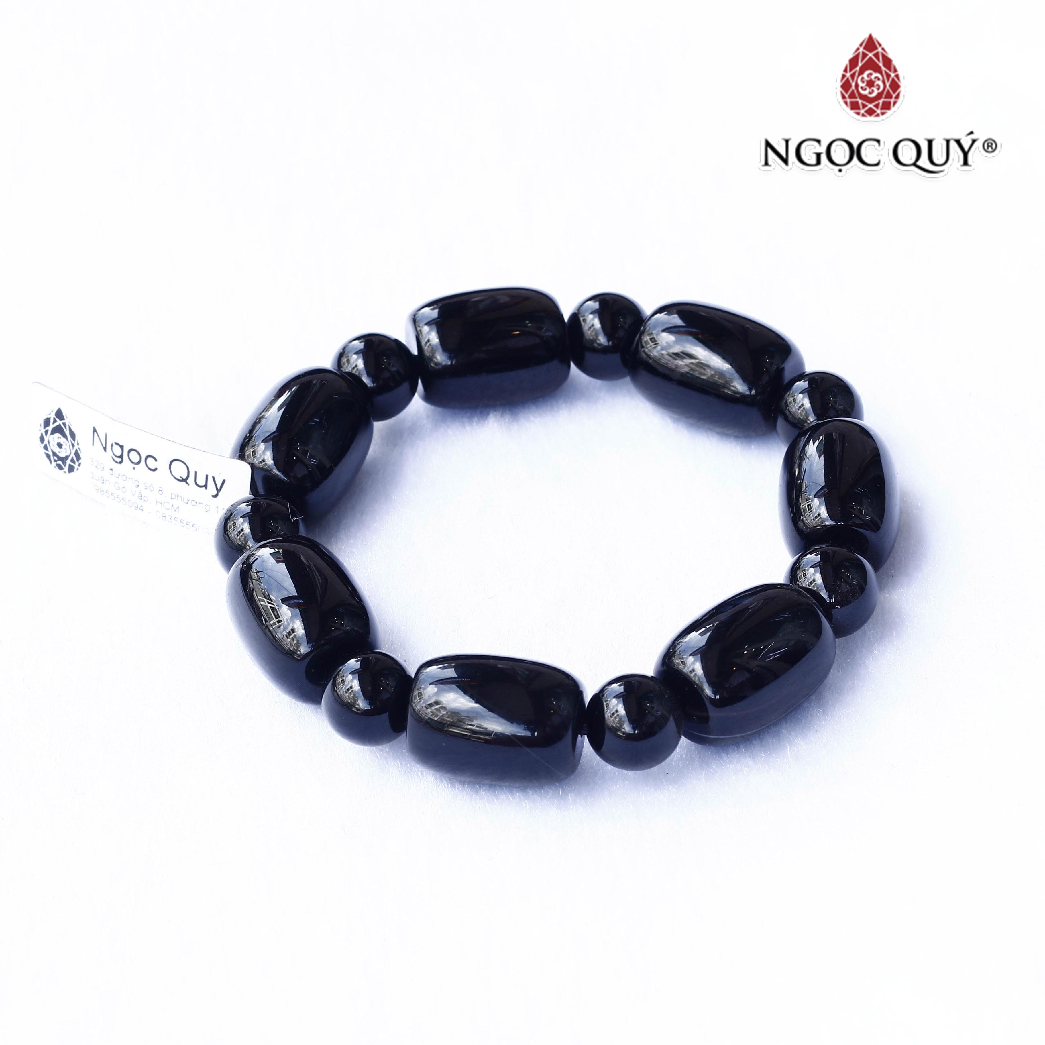Vòng tay hạt đá hình lu thống đá Obsidian hạt 10mm hợp mệnh thủy, mộc - Ngọc Quý Gemstones
