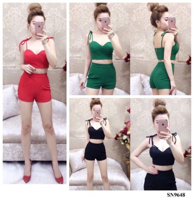 Sét áo ngắn hở 2 dây cá tính