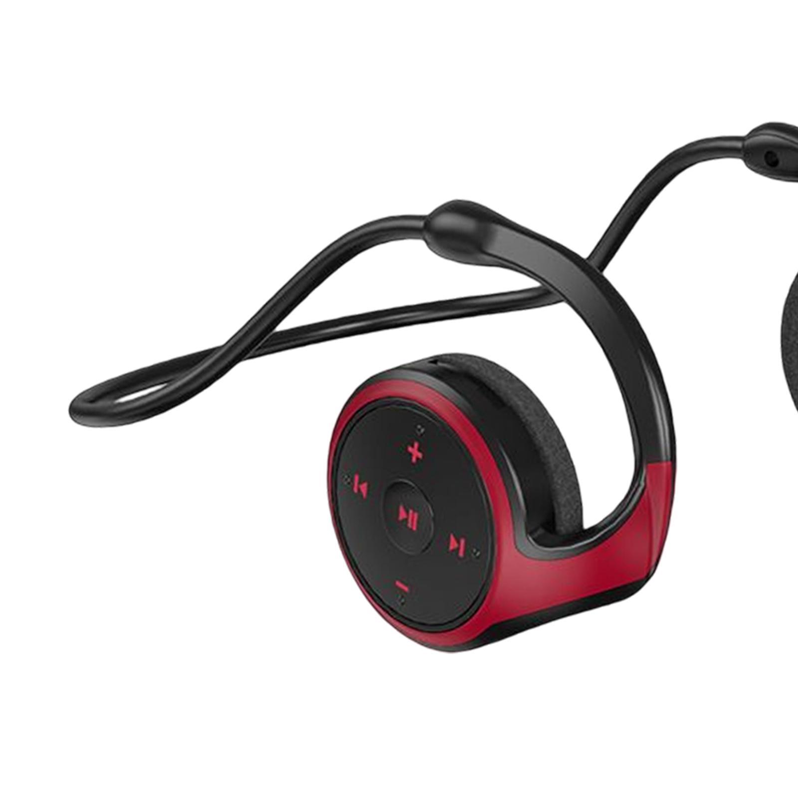 Over Ear Hook Neckband headphones FM Radio HiFi Red