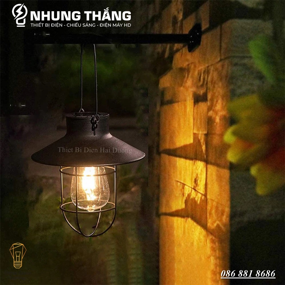Đèn Treo Thả Phòng Nổ Retro PA02 - Sử Dụng Năng Lượng Mặt Trời - Decor Bắc Âu Trang Trí -Chống Nước Ip65 - Kèm Bóng - Có Video