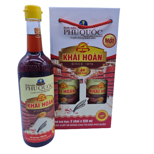 Nước mắm Khải Hoàn Phú Quốc 40 độ đạm 520ml cặp 2 chai