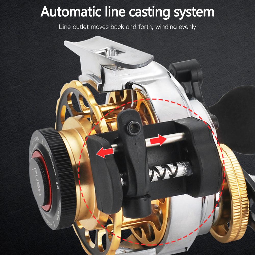 Cuộn câu cá tự động trải dây với ổ bi 10 + 1, tỷ số truyền 3,6: 1, ống chỉ bằng hợp kim nhôm rỗng