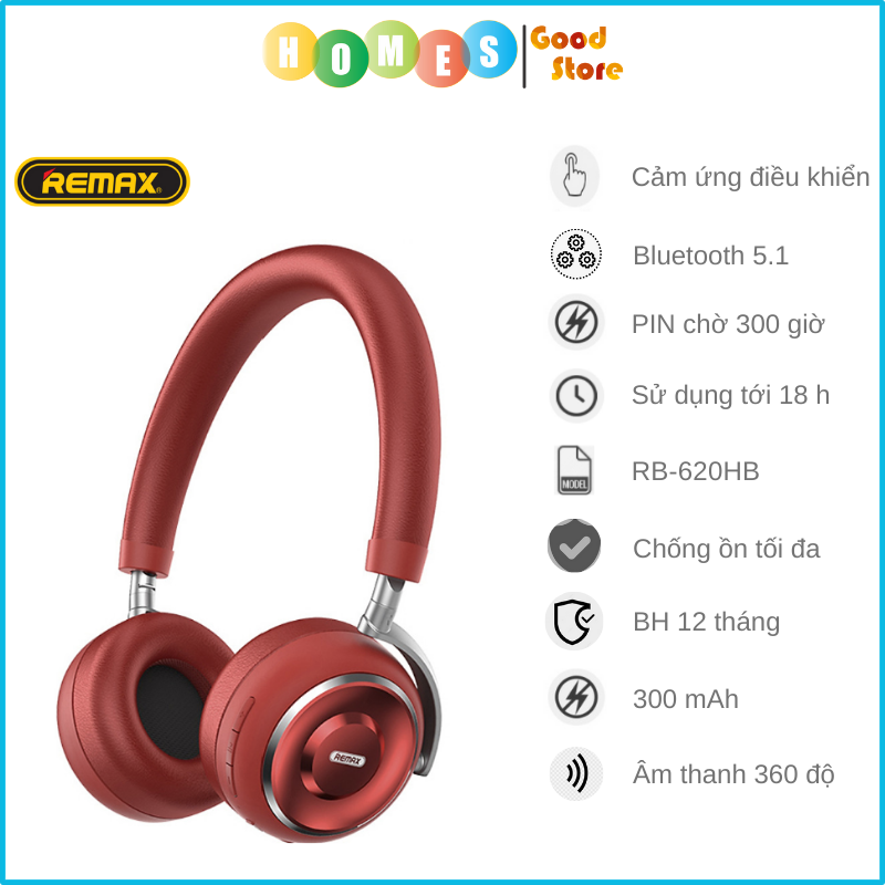 Tai Nghe Không Dây True Wireless Cao Cấp REMAX RB-620HB RED Thời Gian Nghe 18 Tiếng Bluetooth 5.1 - Hàng Chính Hãng