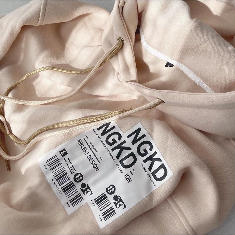 Áo khoác nỉ bông Hoodie Zip in chữ NGDK ngược form rộng unisex nam nữ