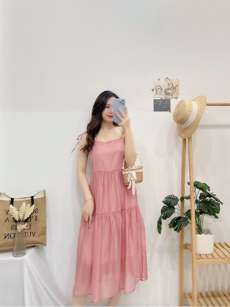 Đầm babydoll 2 dây suông rộng, Váy yếm babydoll hai dây Cao Cấp form rộng, nữ tính mát mẻ MiNhi