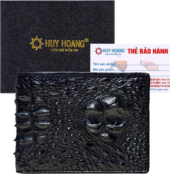 Ví Nam Da Cá Sấu Nguyên Con Huy Hoàng HT2204 - Đen