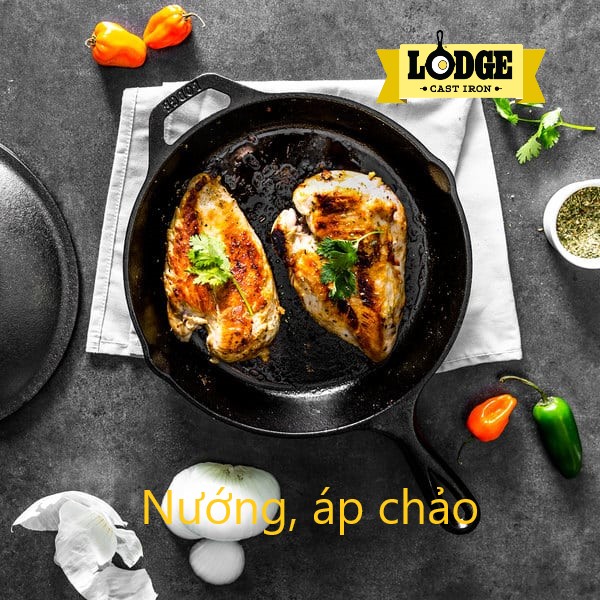 [Chính hãng LOGDE - MỸ] Chảo gang đúc chính hãng Lodge 26,5 cm - L8SK3. Chảo dùng nướng, chiên, xào, áp chảo thực phẩm