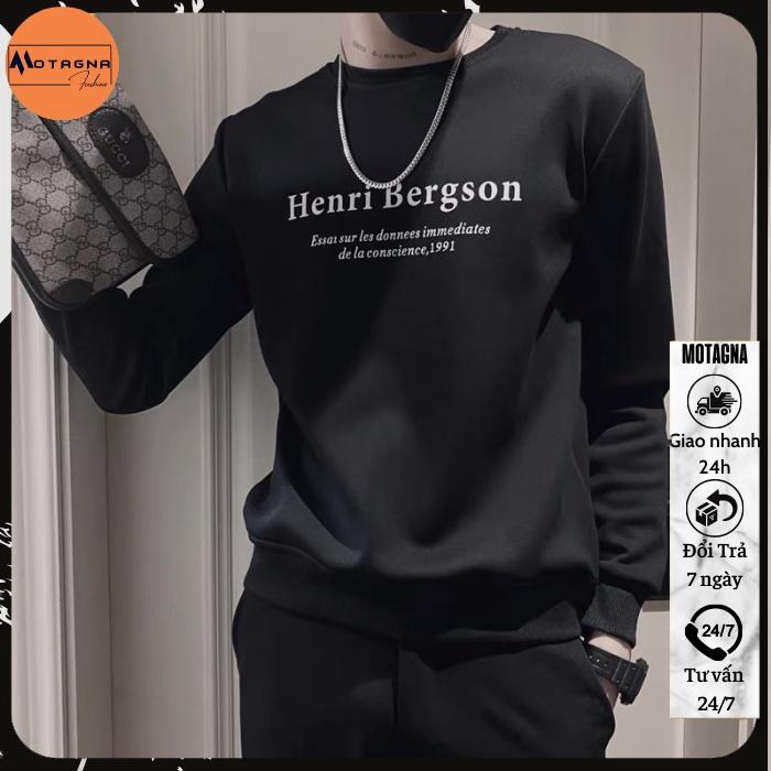 Áo thu đông nam tay dài, Áo nỉ nam cổ tròn cao cấp hot trend in Henri Bergon mã NZ362